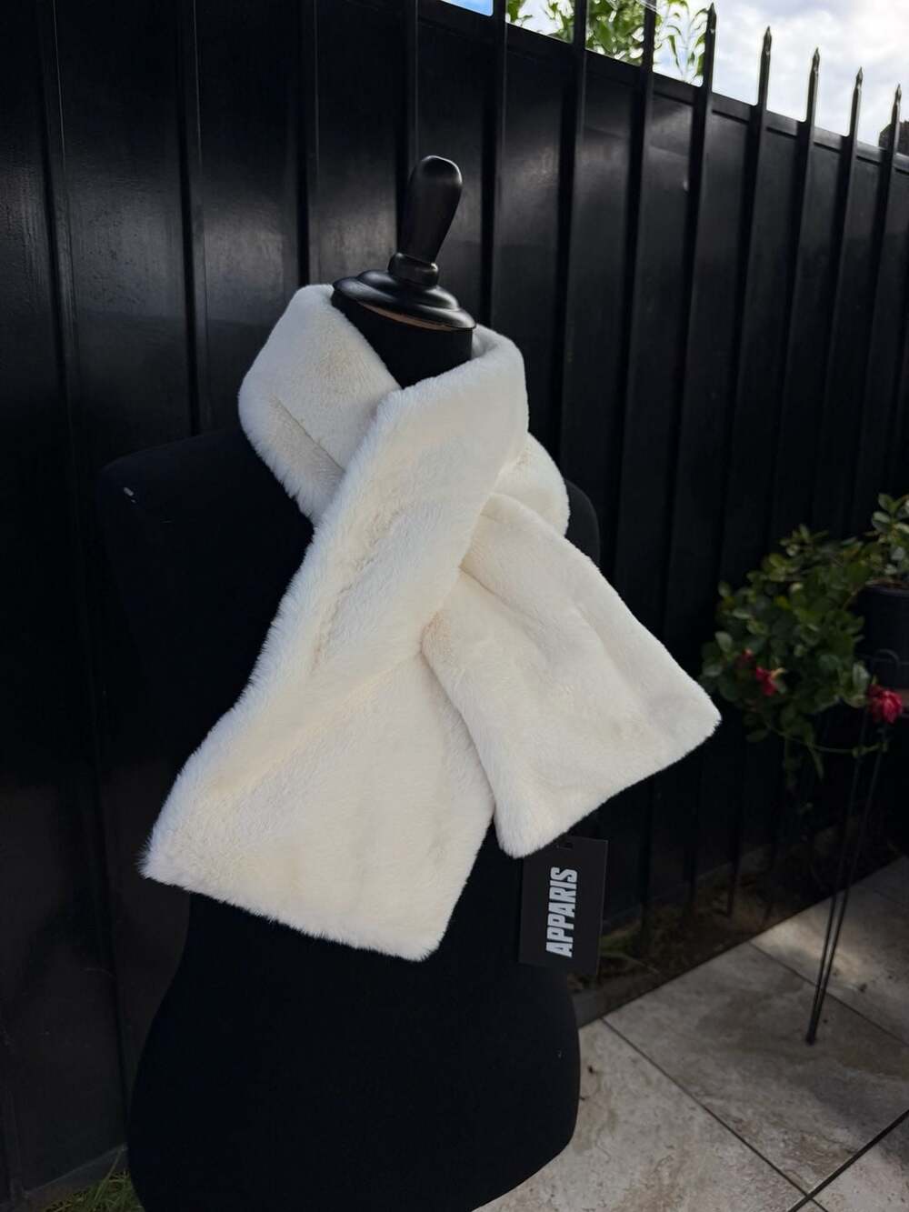 APPARIS Bambi Faux Fur Scarf in Ivory